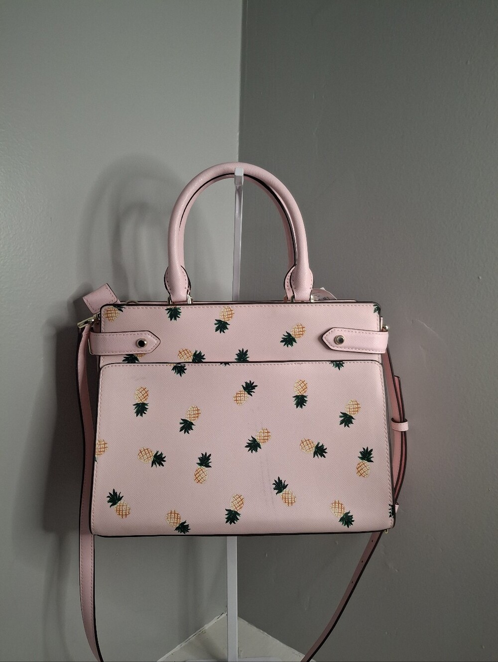 Kate Spade New York Pineapple Print Satchel Crossbody Bag Pink NWT - Picture 2 of 7